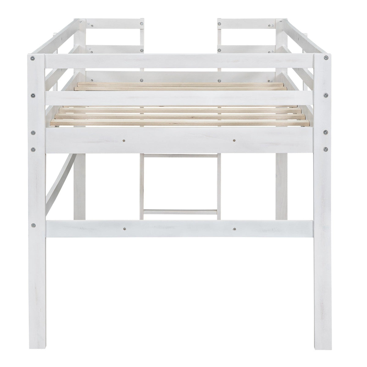 Wood Twin Size Loft Bed with Side Ladder