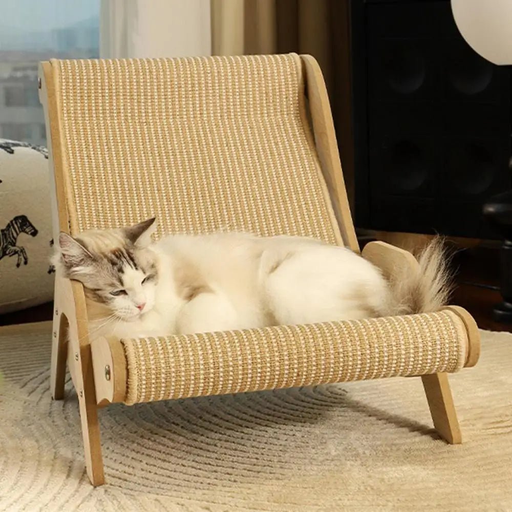 Wooden Cat Lounge Chair – Stylish & Multi-Functional Scratcher for Your Pet, Perfect for Outdoor & Home Relaxation