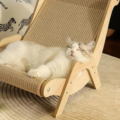 Wooden Cat Lounge Chair – Stylish & Multi-Functional Scratcher for Your Pet, Perfect for Outdoor & Home Relaxation