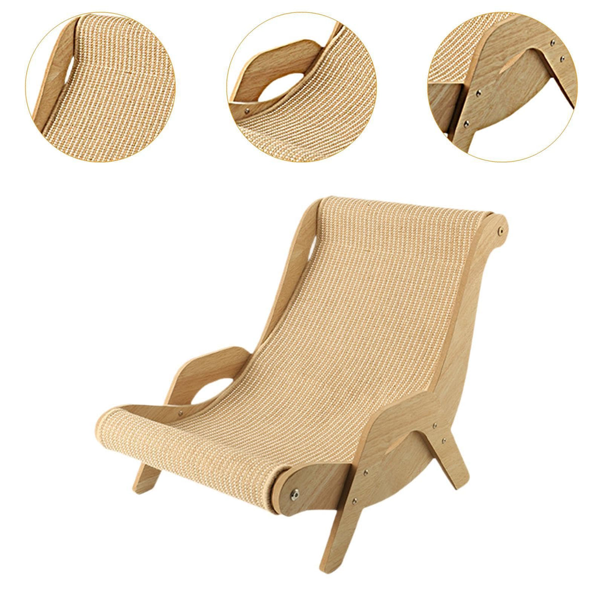 Wooden Cat Lounge Chair – Stylish & Multi-Functional Scratcher for Your Pet, Perfect for Outdoor & Home Relaxation