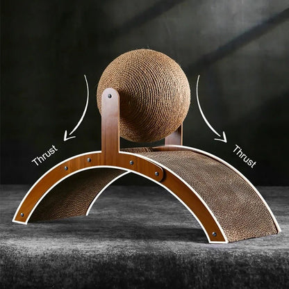 Wooden Cat Scratcher Sphere - 2-in-1 Wooden  Paw Grinding Toy