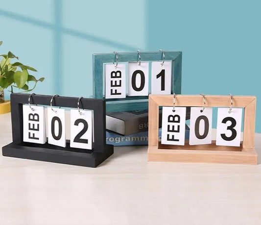 Wooden Flip Desktop Vintage Calendar – Rustic Flip Planner for Your Desk, Perfect Home & Office Decor