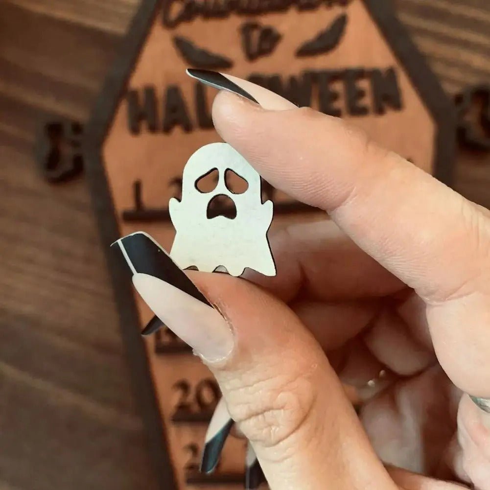 Wooden Halloween Countdown Calendar – Tabletop Wooden Ornament for Spooky Decor
