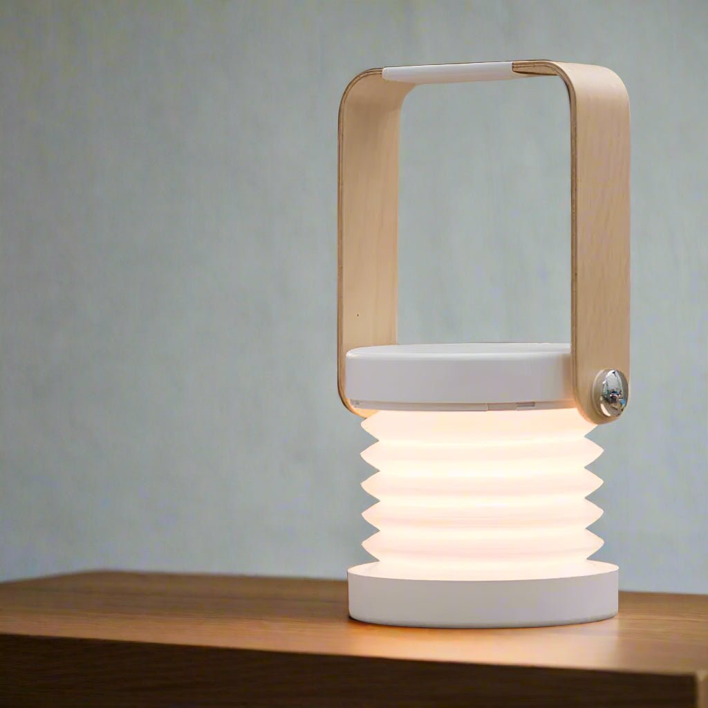 Wooden Handle Collapsible LED Lantern – Portable Rechargeable Night Light & Reading Lamp for Cozy Ambiance Anywhere
