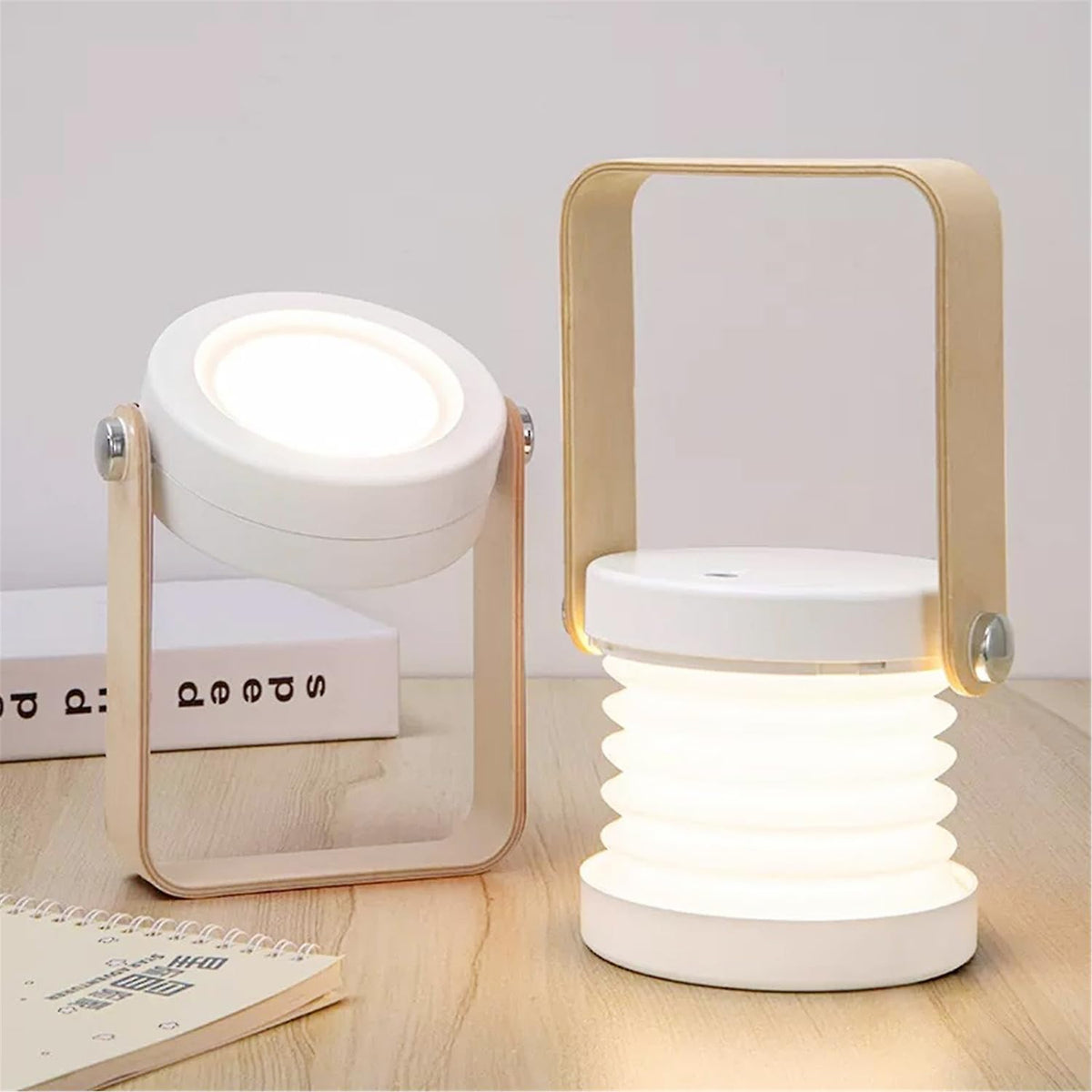 Wooden Handle Collapsible LED Lantern – Portable Rechargeable Night Light & Reading Lamp for Cozy Ambiance Anywhere