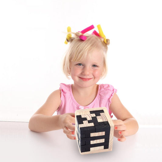 Wooden Luban 3D Cube Board Game – 54L Cube IQ Brain Teaser for Family Fun, Educational Play, and Memorable Parties with Kids & Adults