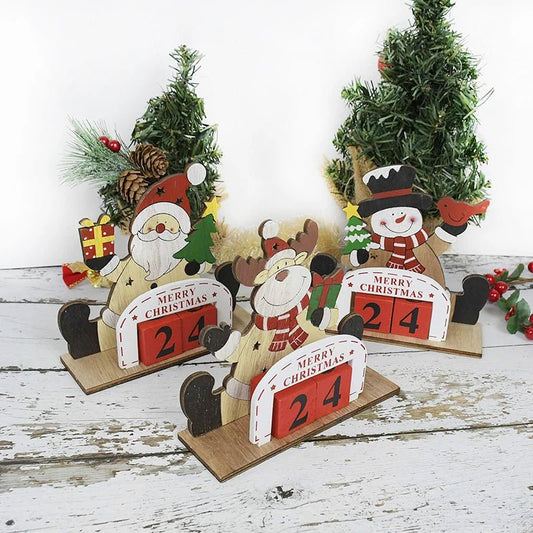 Wooden Painted Christmas Countdown Calendar – Festive Christmas Home Decor & New Year Countdown Gift