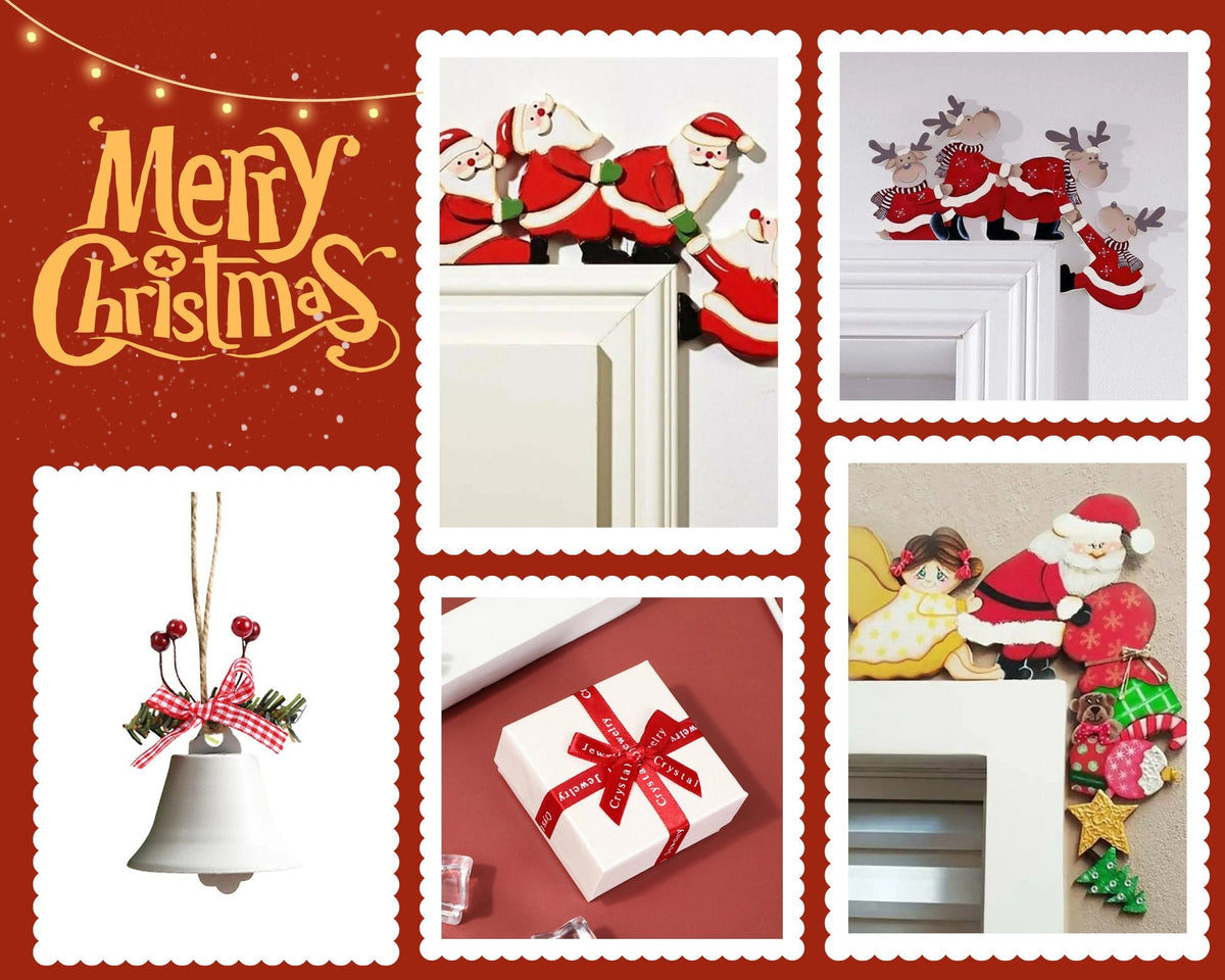 Wooden Santa & Reindeer Door Frame Décor – Festive Ornament for Christmas Cheer & Perfect New Year Gifts