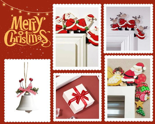 Wooden Santa & Reindeer Door Frame Décor – Festive Ornament for Christmas Cheer & Perfect New Year Gifts