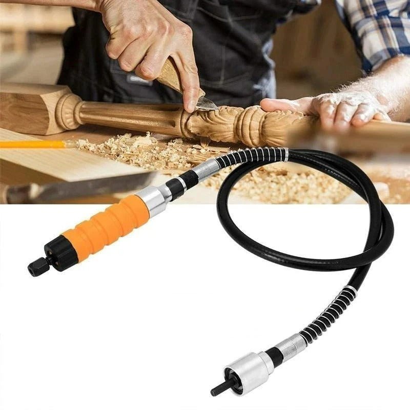 Power Wood Carving Tool – Drill-Powered Chisel Carver with Flexible Shaft, 5 Blades and Wrench (Drill Not Included)