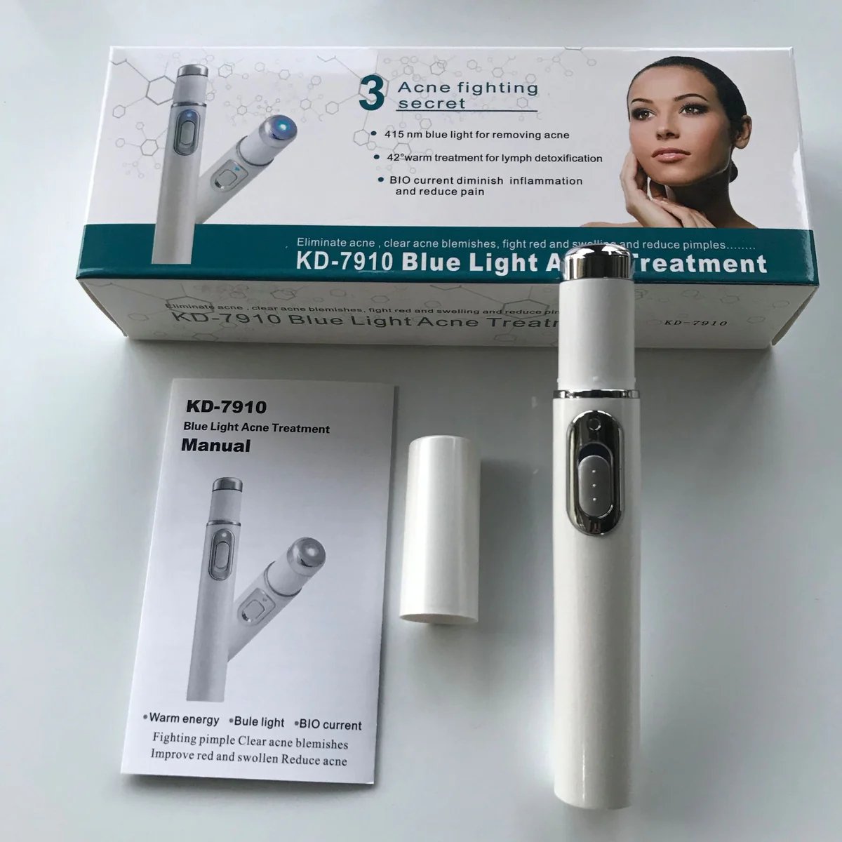 Pore Acne Scar Remover Light Therapy Blemish Treatment Pen - Skin Renew Photon Blue Light Therapy Pen