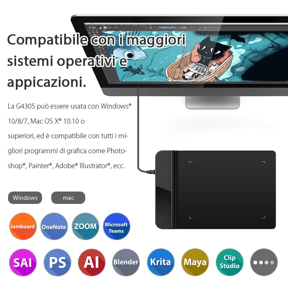 Digital Graphic Tablet for Drawing Painting with Battery-free Stylus