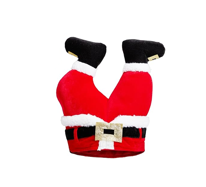 Vibrant Red Christmas Elf Pants Beanie – Funny Holiday Party Hat for Festive Celebrations, Costume Dress-Up, Santa-Themed Events, and Xmas Photo Props