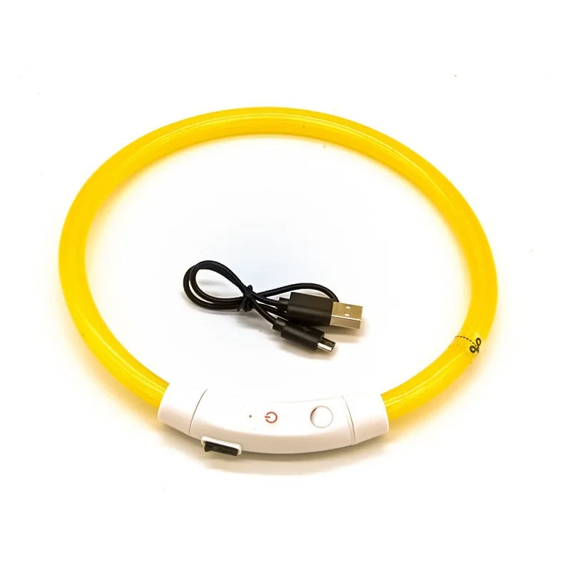 LED Dog Collar – USB Rechargeable Luminous Pet Collar with Adjustable Glow for Safe Night Walks & Anti-Loss Protection