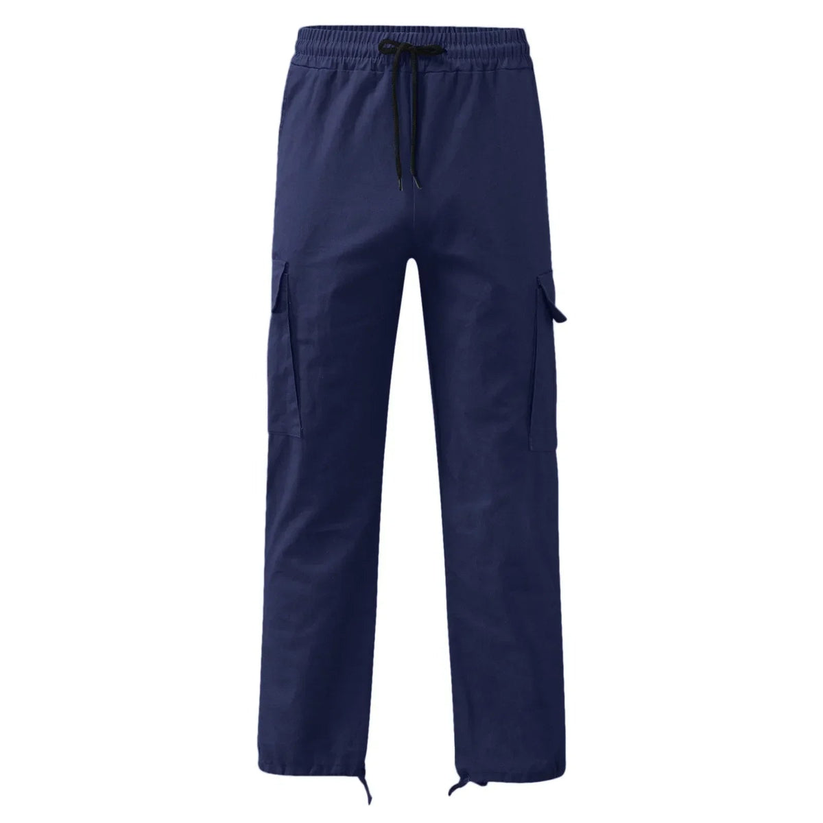Men's Multi-pocket Cargo Pants – Solid Full-Length Trousers with Drawstring Pockets for Everyday Comfort