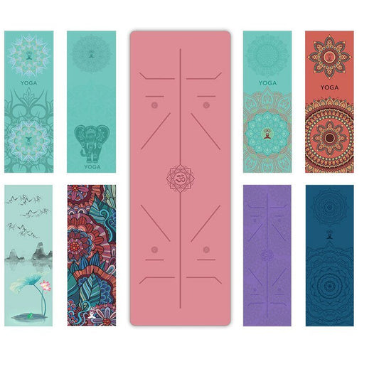 Yoga Mat with Correct Alignment - Non Slip Exercise & Fitness Mat for All Types of Yoga, Pilates & Floor Workouts