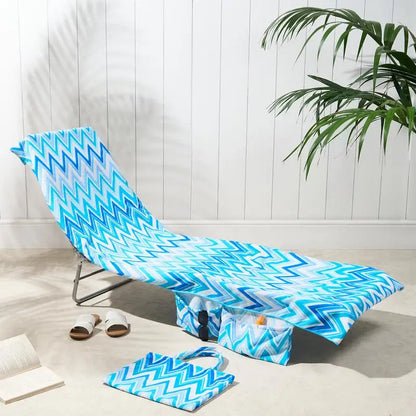 Extra-Large Quick Dry Beach Lounge Chair Towel – Microfiber Spa Pool Towel with Handy Pockets for Travel and Relaxation