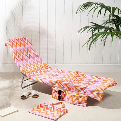 Extra-Large Quick Dry Beach Lounge Chair Towel – Microfiber Spa Pool Towel with Handy Pockets for Travel and Relaxation