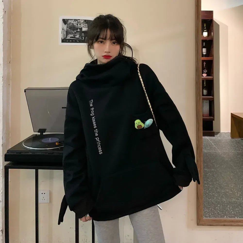 Zippered Harajuku Frog Sweatshirt – Thick and Relaxed Fit for Effortless Style