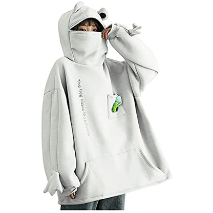 Zippered Harajuku Frog Sweatshirt – Thick and Relaxed Fit for Effortless Style