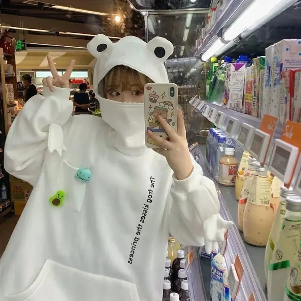 Zippered Harajuku Frog Sweatshirt – Thick and Relaxed Fit for Effortless Style