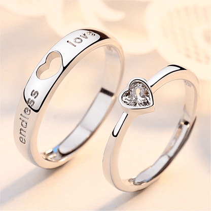 Zircon Heart Couple Rings Set – Timeless Wedding Jewelry for Him and Her Perfect for Valentine's Day