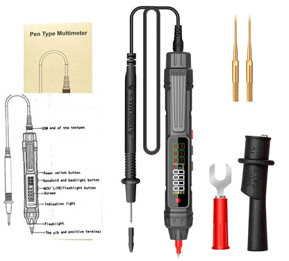 Smart Digital Multimeter Pen - Non-Contact Voltage Tester with 6000 Counts & Auto Range