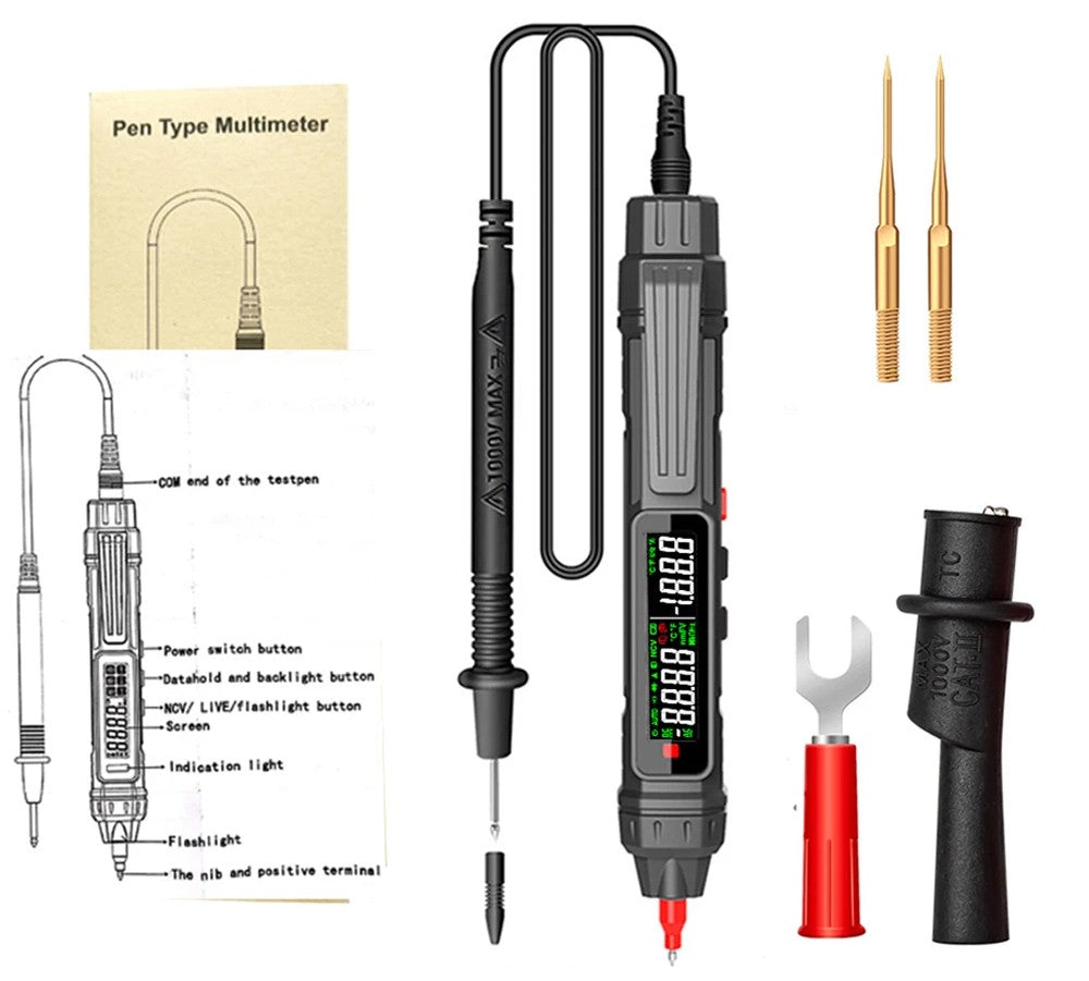 Smart Digital Multimeter Pen - Non-Contact Voltage Tester with 6000 Counts & Auto Range