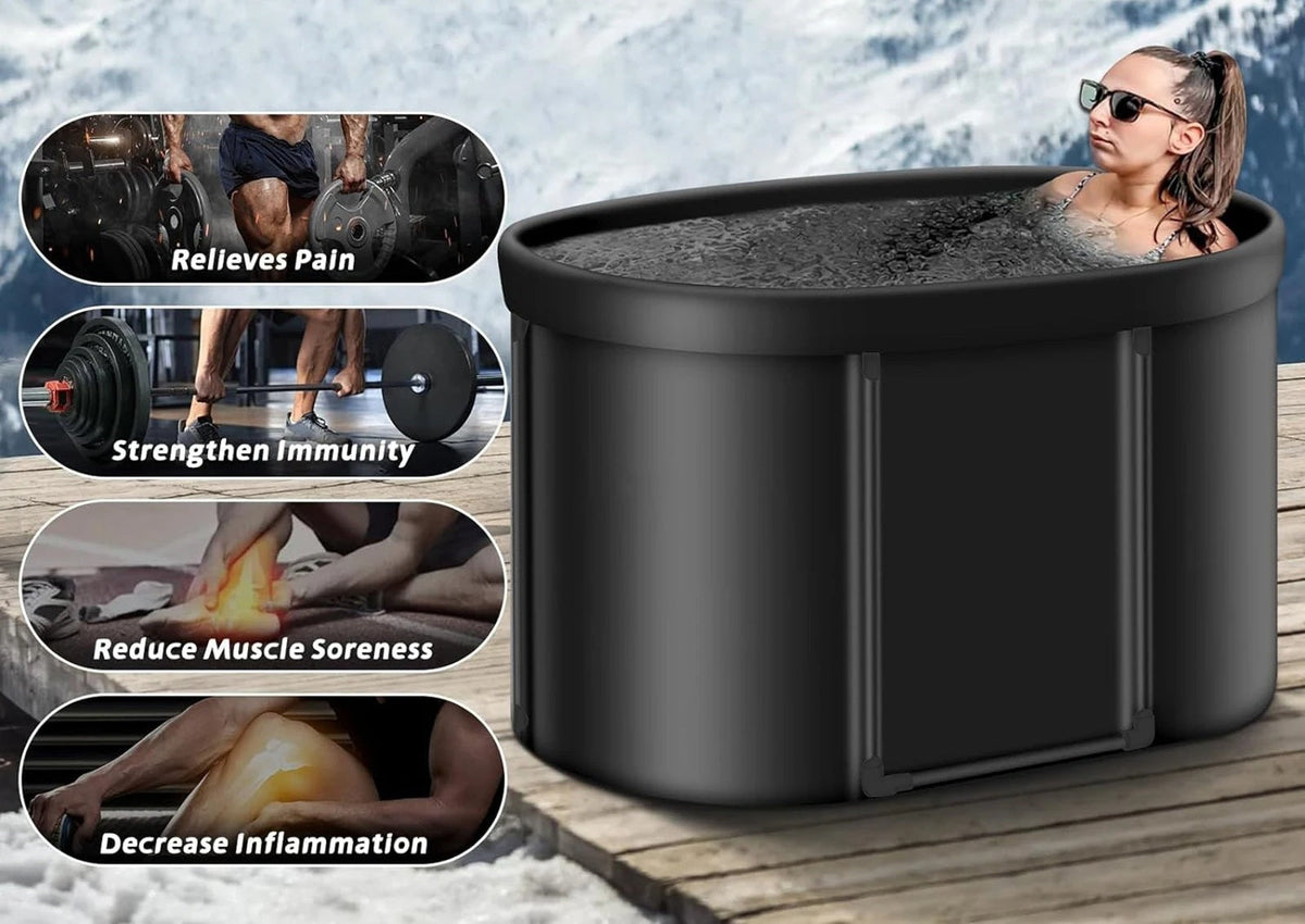Portable Ice Bath Tub – Heavy Duty Foldable Cold Plunge or Hot Bath Barrel for Home, Camping, and Recovery Therapy
