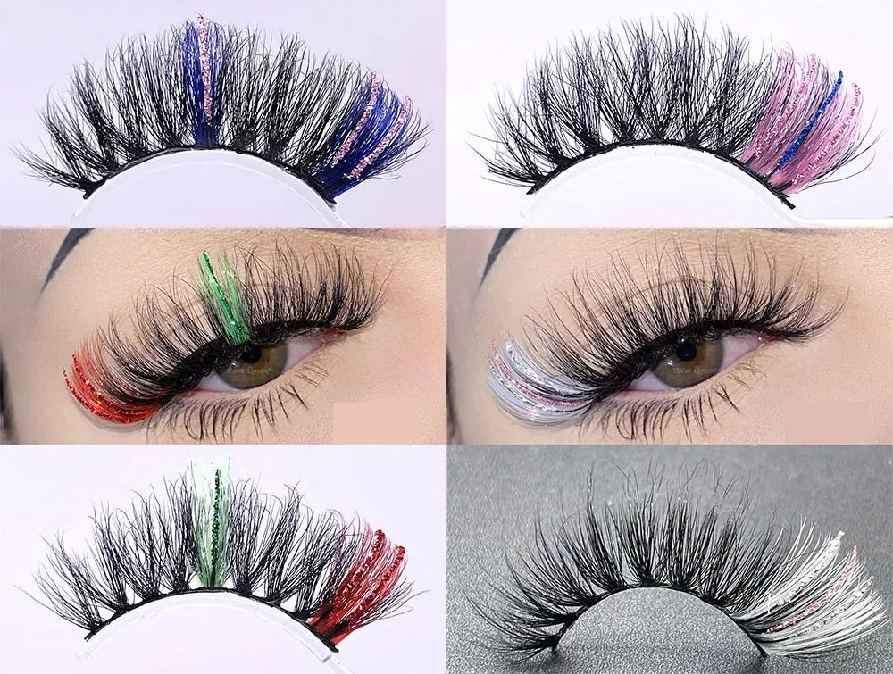 Fluffy Glitter Ombre 5D Mink Lashes – Magnetic Eyelash Extensions in Bulk with Lash Box Packaging for Glamorous, Natural Eye Makeup Looks