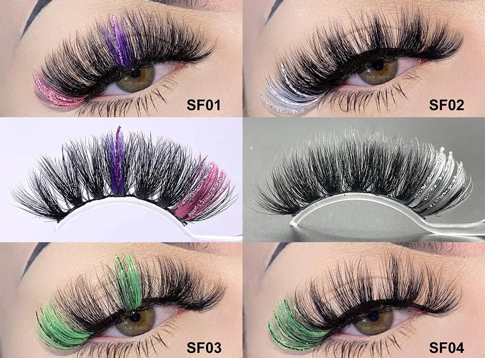 Fluffy Glitter Ombre 5D Mink Lashes – Magnetic Eyelash Extensions in Bulk with Lash Box Packaging for Glamorous, Natural Eye Makeup Looks