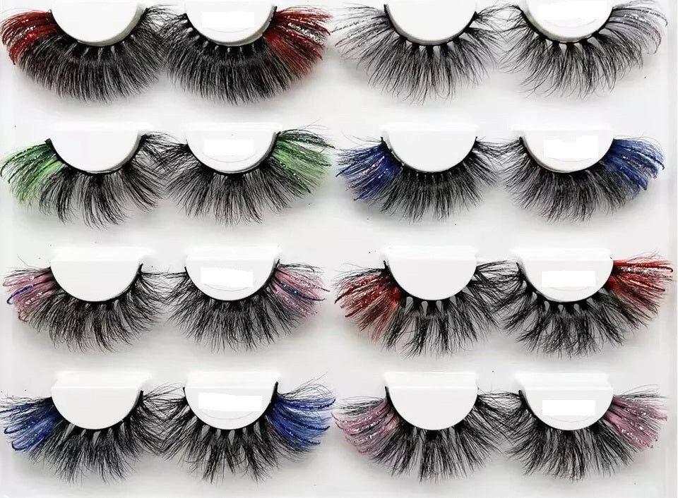 Fluffy Glitter Ombre 5D Mink Lashes – Magnetic Eyelash Extensions in Bulk with Lash Box Packaging for Glamorous, Natural Eye Makeup Looks