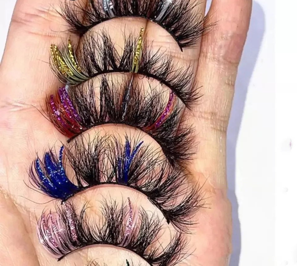 Fluffy Glitter Ombre 5D Mink Lashes – Magnetic Eyelash Extensions in Bulk with Lash Box Packaging for Glamorous, Natural Eye Makeup Looks